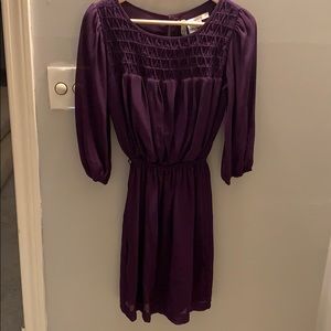 Purple tie waisted lined dress
